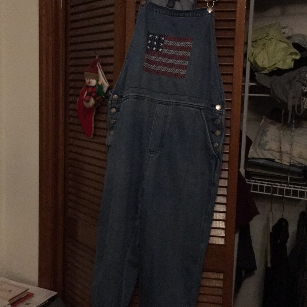 Patriotic denim overalls